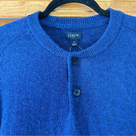 J. Crew Factory Men's Lambswool Blend Henley Sweater Navy Blue Size Medium - Picture 4 of 7